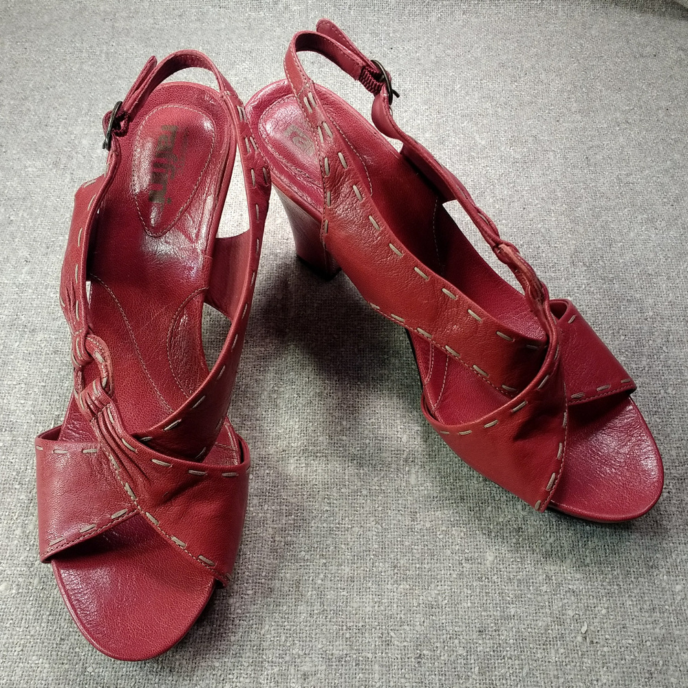 UMBERTO RAFFINI Bettina Red Leather Heels Sandals